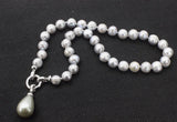 Freshwater Pearl Gray 11-12mm Shell Drop Necklace 18 Inch