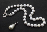 Freshwater Pearl Gray 11-12mm Shell Drop Necklace 18 Inch