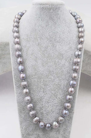 Freshwater Pearl Gray 9-10mm Necklace 17 inch Natural Beads