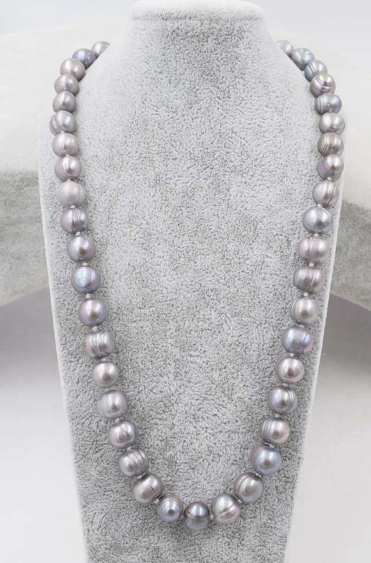 Freshwater Pearl Gray 9-10mm Necklace 17 inch Natural Beads