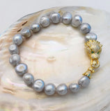 Freshwater Pearl Gray/White Baroque 9-13mm Bracelet 8inch Beads