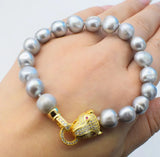 Freshwater Pearl Gray/White Baroque 9-13mm Bracelet 8inch Beads