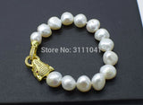 Freshwater Pearl Gray/White Baroque 9-13mm Bracelet 8inch Beads