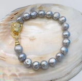 Freshwater Pearl Gray/White Baroque 9-13mm Bracelet 8inch Beads