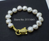 Freshwater Pearl Gray/White Baroque 9-13mm Bracelet 8inch Beads