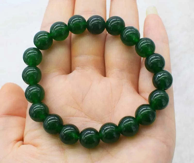 Freshwater Pearl/Green Jade Bracelet 7.5 Inch Natural Beads