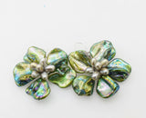 Green Shell Baroque Flower Necklace Earrings Set