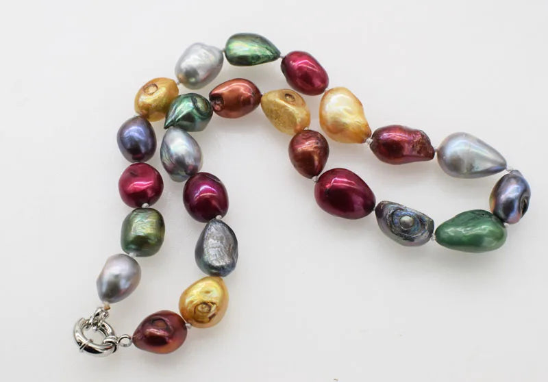 Multicolor Baroque Pearl Necklace 17" 12-2mm