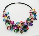 Multicolor Shell Flower Necklace 18inch Baroque Freshwater Pearl Beads