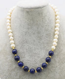 Freshwater Pearl Lapis Necklace 18 inch