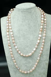 Baroque Freshwater Pearl Necklace 42 inch Pink Purple Beads 7-9mm