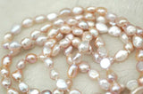 Baroque Freshwater Pearl Necklace 42 inch Pink Purple Beads 7-9mm