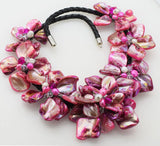 Baroque Pearl Shell Flower Necklace Earrings Brooch Set
