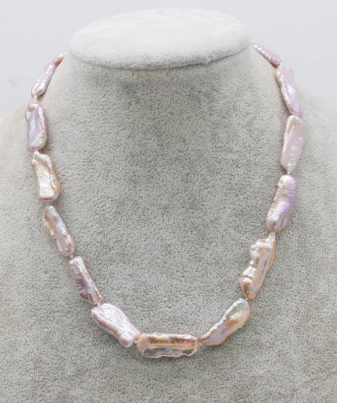 Freshwater Pearl Purple Biwa Reborn Keshi 20-25mm Baroque Necklace