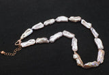 Freshwater Pearl Purple Biwa Reborn Keshi 20-25mm Baroque Necklace