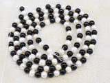 Freshwater Pearl and Agate 8mm Necklace 45-inch Gemstone Beads