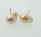 Baroque Freshwater Pearl Stud Earrings 10-15mm Beads