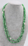 Freshwater Pearl Baroque 6mm + Green Jade Round Necklace 45"