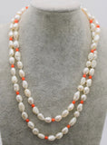 Baroque Freshwater Pearl and Coral Necklace 40inch