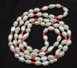Baroque Freshwater Pearl and Coral Necklace 40inch