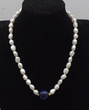 Freshwater Pearl and Lapis Baroque Round Necklace