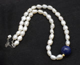 Freshwater Pearl and Lapis Baroque Round Necklace