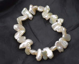 Freshwater Pearl Biwa Bracelet 7.5-inch Natural Beads Handcrafted