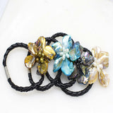 Freshwater Pearl Baroque Shell Flower Bracelet 8in