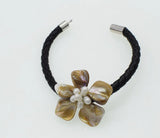 Freshwater Pearl Baroque Shell Flower Bracelet 8in
