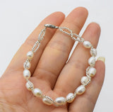 Freshwater Pearl Rice 5-6mm Bracelet 7.5inch White/Black/Pink/Purple Beads