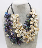 Freshwater Pearl/Shell Flower Necklace 18" Nature Beads
