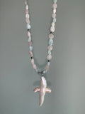 Freshwater Pearl Cross Pendant & Morganite Baroque Choker Necklace
