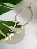 Freshwater Pearl Cross Pendant & Morganite Baroque Choker Necklace