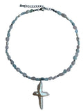Freshwater Pearl Cross Pendant & Morganite Baroque Choker Necklace