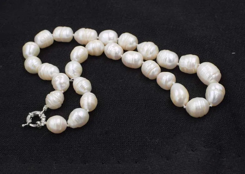 Freshwater Pearl Egg Shape Necklace 18in Beads 12-15mm