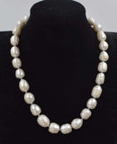 Freshwater Pearl Egg Shape Necklace 18in Beads 12-15mm