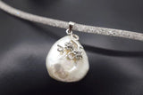 Freshwater Pearl Flat Baroque Keshi +Chain 25mm Beads