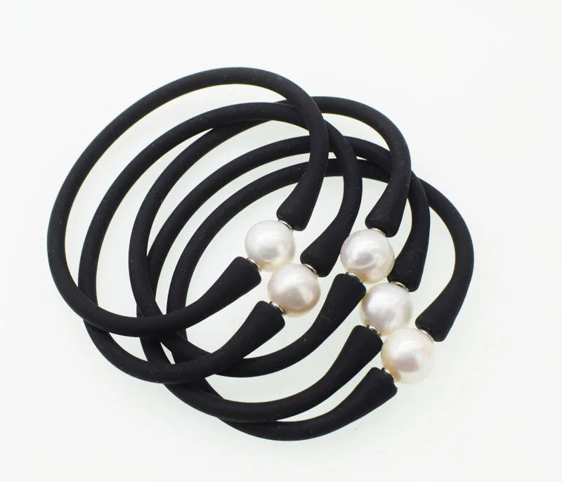 Freshwater Pearl 10-11mm Silicone Bracelet 7.5 Inch