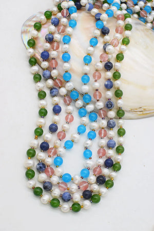 Freshwater Pearl 7-8mm Long Necklace 34 Inch Nature Beads