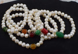 Freshwater Pearl 8-9mm+ Jade Bracelet Red/Green/Yellow/Orange Red Coral 7.5in