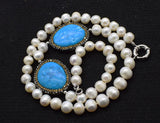 Freshwater Pearl Green Howlite Turquoise Necklace