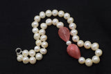 Freshwater Pearl Watermelon Crystal Drop Necklace 19in