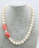 Freshwater Pearl Watermelon Crystal Drop Necklace 19in