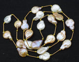 Freshwater Pearl Pink Purple Drop Necklace 28 inch Beads