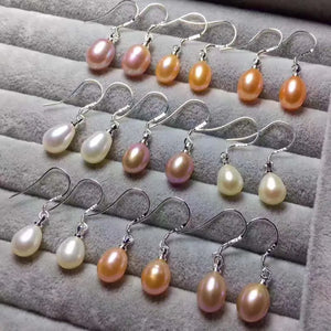 Freshwater Pearl White/Pink/Purple Rice Hook 7-9mm Earrings Beads