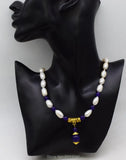 Freshwater Pearl White/Pink Rice Watermelon Quartz Drop Necklace 18inch