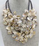 Baroque Flower Freshwater Pearl Shell Necklace 18-Inch Beads