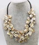 Baroque Flower Freshwater Pearl Shell Necklace 18-Inch Beads
