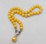 Freshwater Pearl Yellow 10-11mm Necklace 18 Inch Round Beads