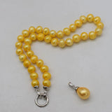 Freshwater Pearl Yellow 10-11mm Necklace 18 Inch Round Beads